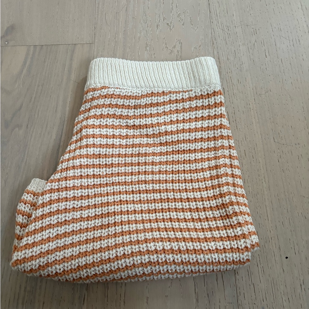 Orange and Cream Striped Knit shorts